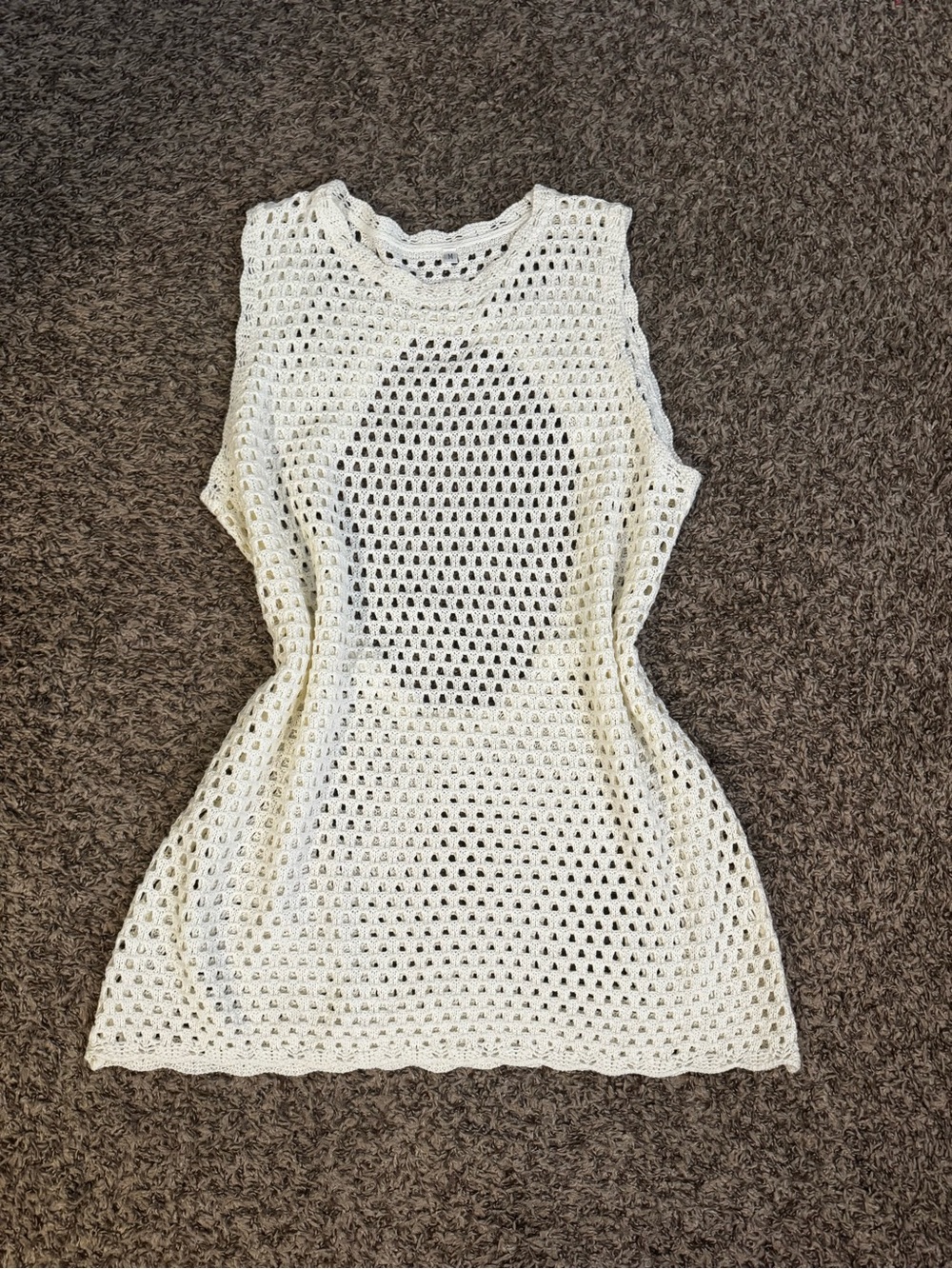 White Crochet Sleeveless Beach Cover-Up